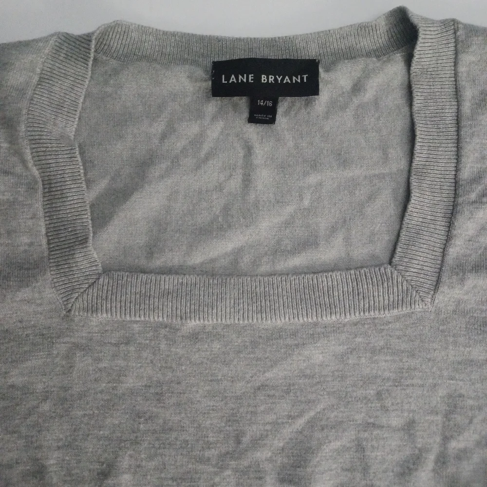Lane Bryant Classic Square Neck Gray Sweater Plus Sz 14/16